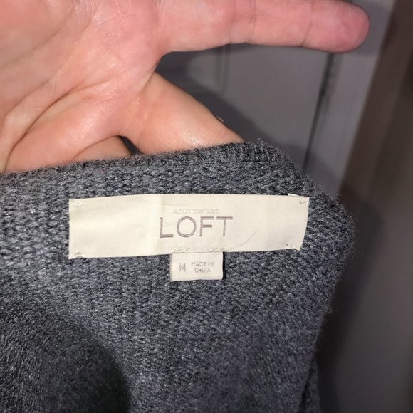 Ann Taylor LOFT Women's Diagonal Zip Cardigan Sweater Charcoal Grey ~ Size M - Picture 6 of 6